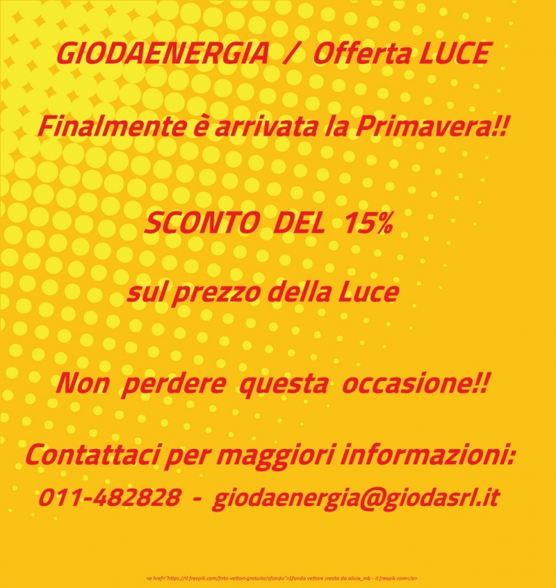 OFFERTA &quot;LUCE PRIMAVERA&quot; APRILE 2019